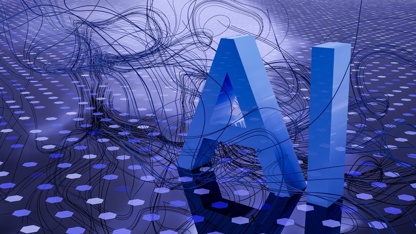 Abstract three-dimensional artwork representing artificial intelligence